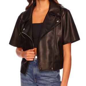 Love Republic Short Sleeve Black Leather Jacket